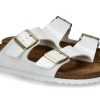 Women scarpa rossa House Slippers | Birkenstock Pantolette Arizona Schmal- Patent White