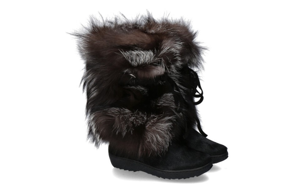 Women scarpa rossa Fur Boots | Oscar Sport Fur Boots Volpe Black Silver