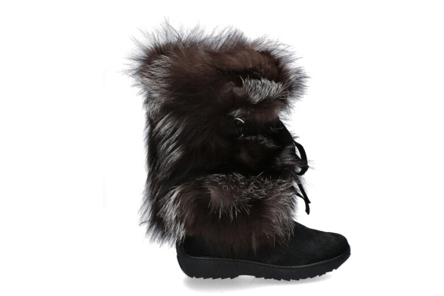 Women scarpa rossa Fur Boots | Oscar Sport Fur Boots Volpe Black Silver