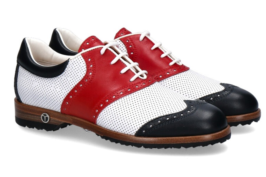 Women scarpa rossa Golf Shoes | Tee Golf Shoes Women'S - Golf Shoe Susy Perforato Blu Bianco Rosso