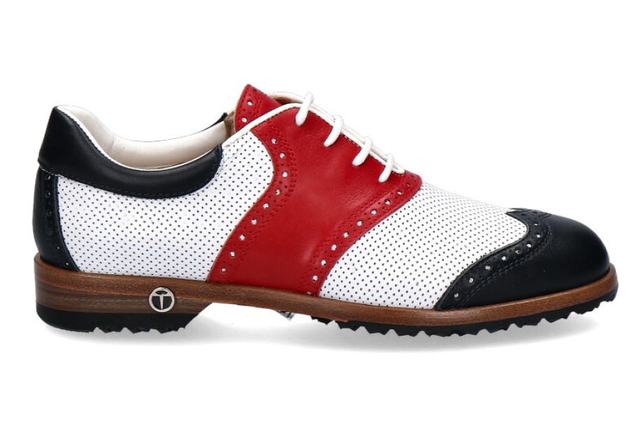 Women scarpa rossa Golf Shoes | Tee Golf Shoes Women'S - Golf Shoe Susy Perforato Blu Bianco Rosso