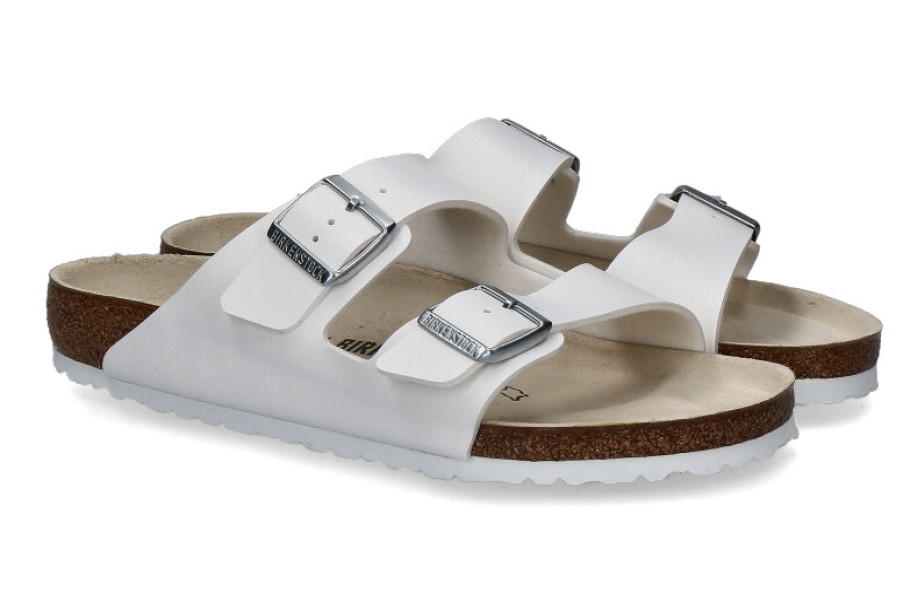 Men scarpa rossa House Slippers | Birkenstock Mule Arizona Normal Birko-Flor Weiss