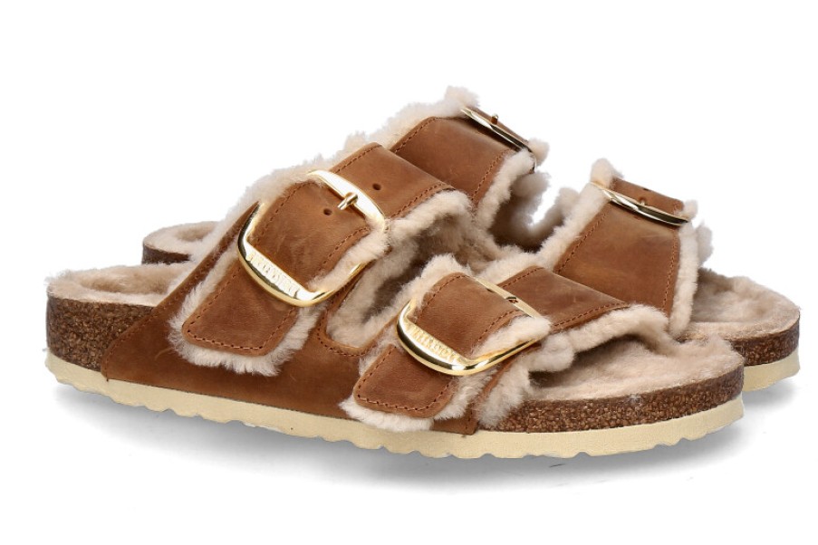 Women scarpa rossa Warm Lining | Birkenstock Mules Arizona Big Buckle Shearling Schmal- Cognac