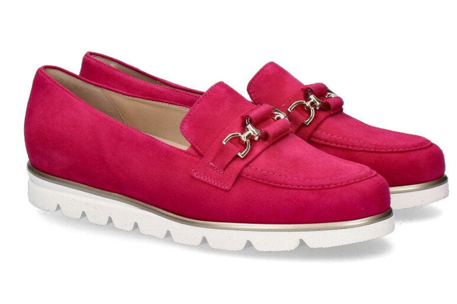 Women scarpa rossa Flats | Hassia Slipper Pisa Weite G Samtziege- Pink