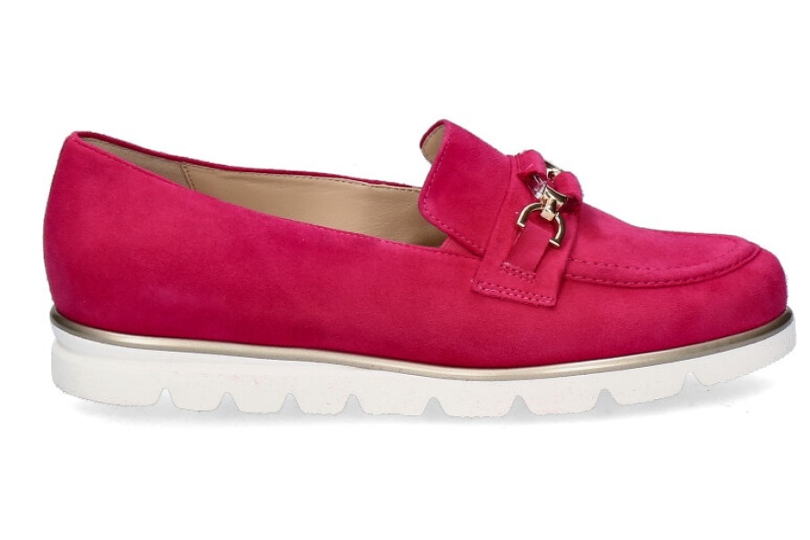 Women scarpa rossa Flats | Hassia Slipper Pisa Weite G Samtziege- Pink