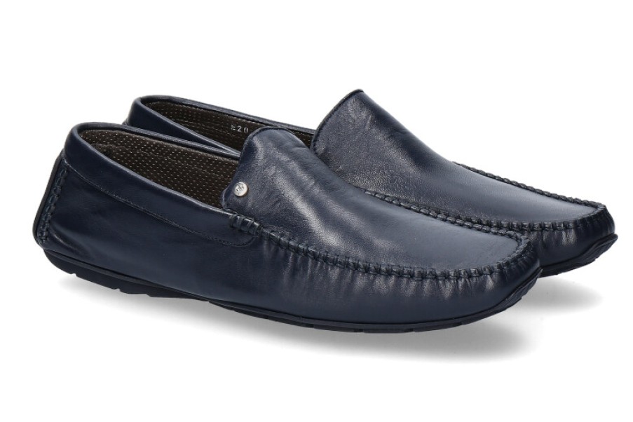 Men scarpa rossa Moccasins | Aldo Brue Moccasin Nappa Lux 131 Blu