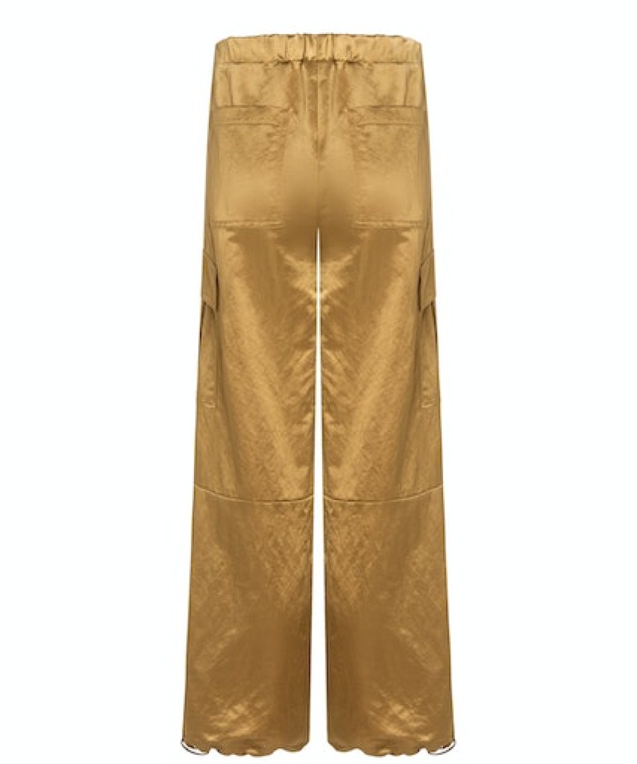 Women scarpa rossa Pants | Cambio Trousers Morgan Shiny Glossy Parachute -Shiny Gold