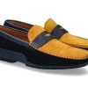 Men scarpa rossa Moccasins | Moreschi Loafer Baviera Blu Scuro Yellow