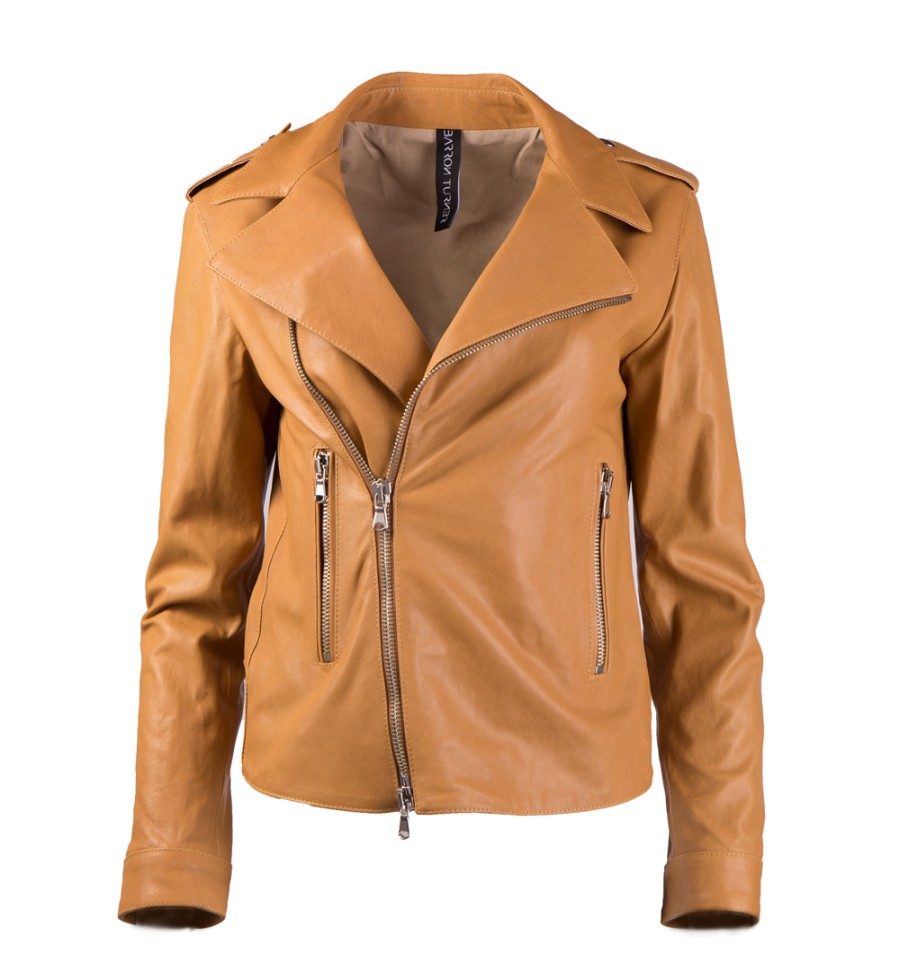 Women scarpa rossa Jacket'S | Barron Turner Biker Jacket Boney Haselnut Nappa Lavata