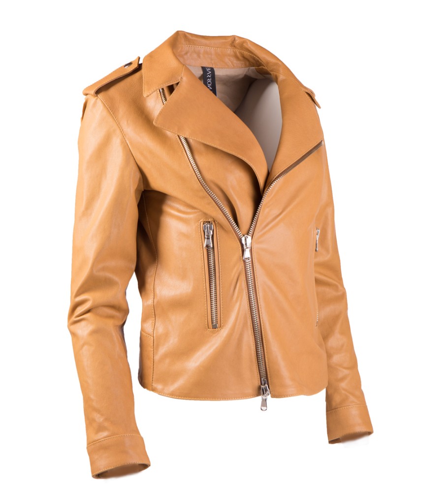 Women scarpa rossa Jacket'S | Barron Turner Biker Jacket Boney Haselnut Nappa Lavata