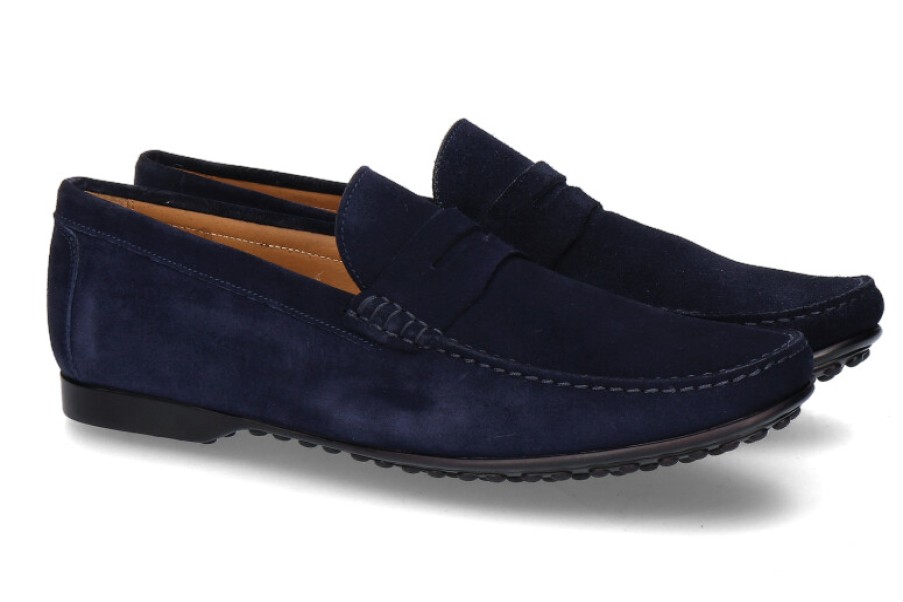 Men scarpa rossa Moccasins | Ludwig Reiter Moccasin Penny Loafer Navy