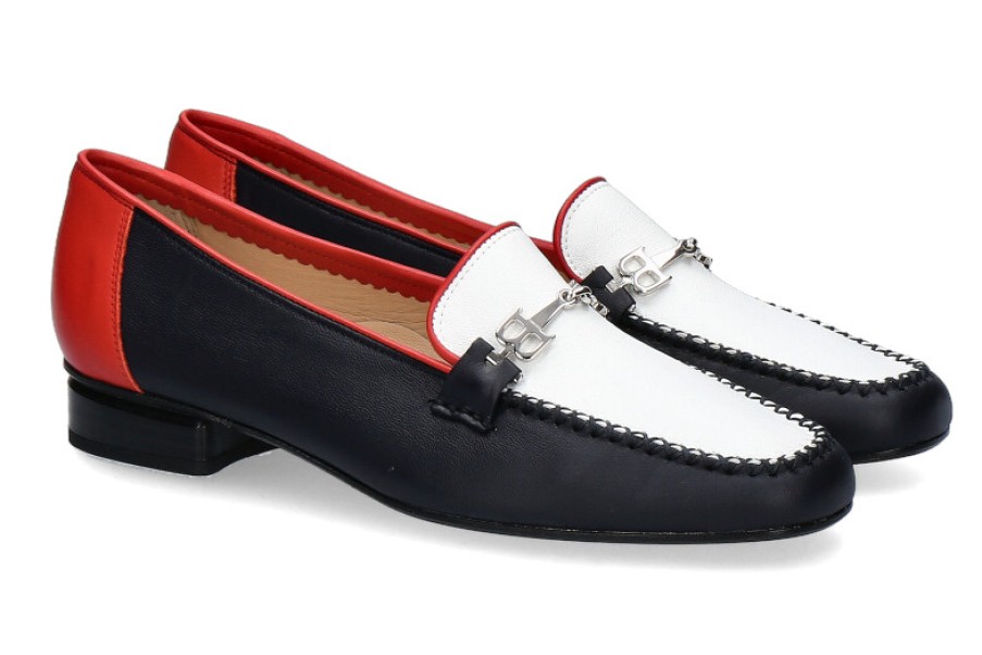 Women scarpa rossa Moccasins | Brunate Loafer Nappa Blu Bianco Rosso