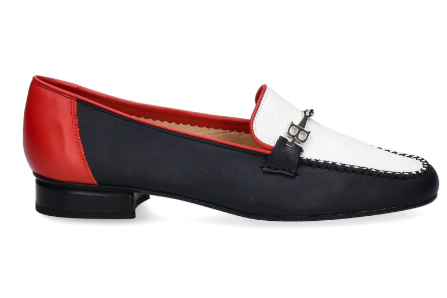 Women scarpa rossa Moccasins | Brunate Loafer Nappa Blu Bianco Rosso