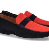 Men scarpa rossa Moccasins | Moreschi Moccasin Camoscio Blu Scuro Rosso