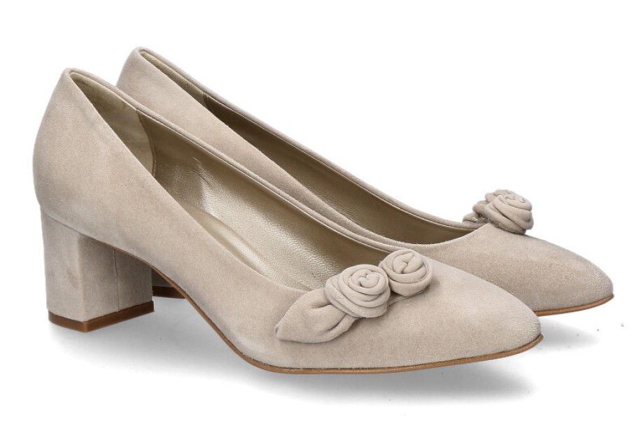 Women scarpa rossa Pumps | Dirndl+Bua Trachten-Pumps 1942 Ziegenvelours- Beige