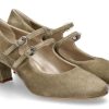 Women scarpa rossa Pumps | Dirndl+Bua Riemchenpumps 5558 Velours- Jade Grun