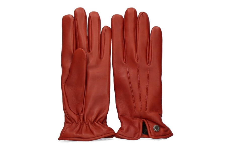 Women scarpa rossa Golf Gloves | Restelli Leather Gloves For Women Mattone Nappa 55- Orange