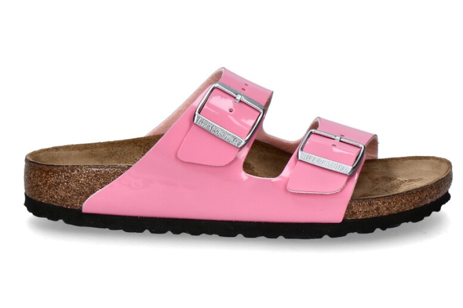 Women scarpa rossa Mules | Birkenstock Pantolette Arizona Schmal Patent- Candy Pink