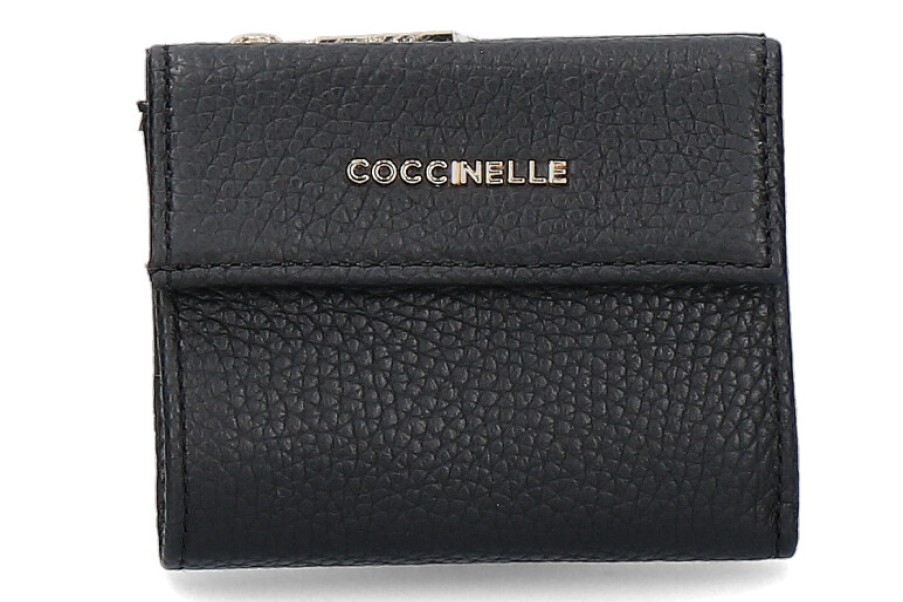 Women scarpa rossa Wallets | Coccinelle Wallet Grain Leather Metallic Soft Noir