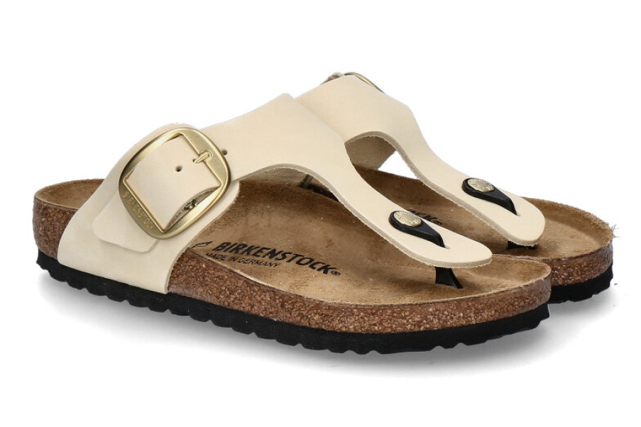 Women scarpa rossa Mules | Birkenstock Pantolette Gizeh Normal Big Buckle- Ecru