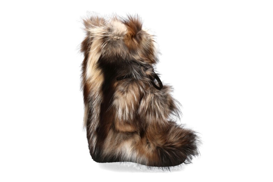 Women scarpa rossa Fur Boots | Diavolezza Fur Boots Mix Beige Fox Pom Pom Fox Fur