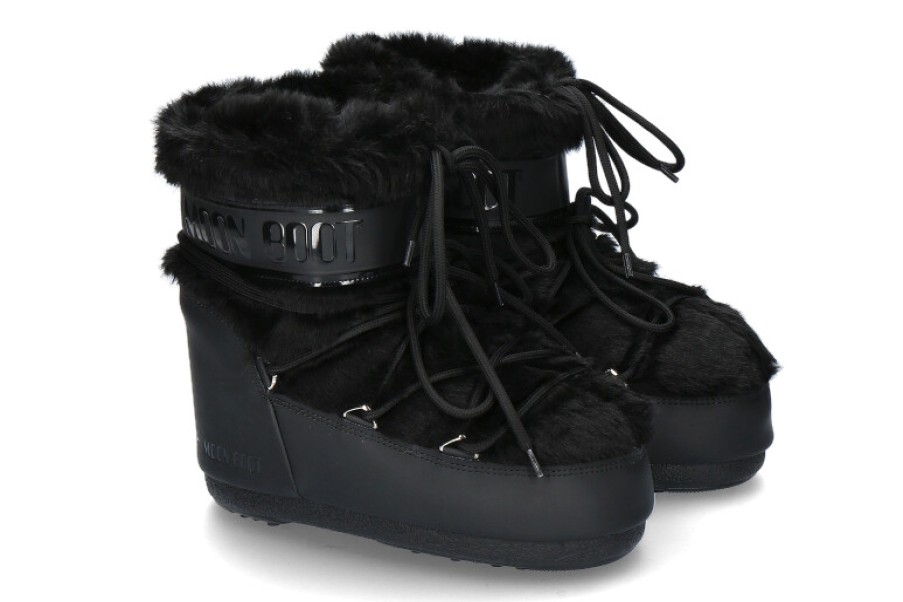 Women scarpa rossa Fur Boots | Moon Boot Model Icon Low Faux Fur Black