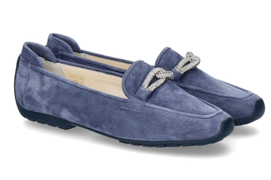 Women scarpa rossa Flats | Mania Loafer Camoscio 1088- Jeans Blue