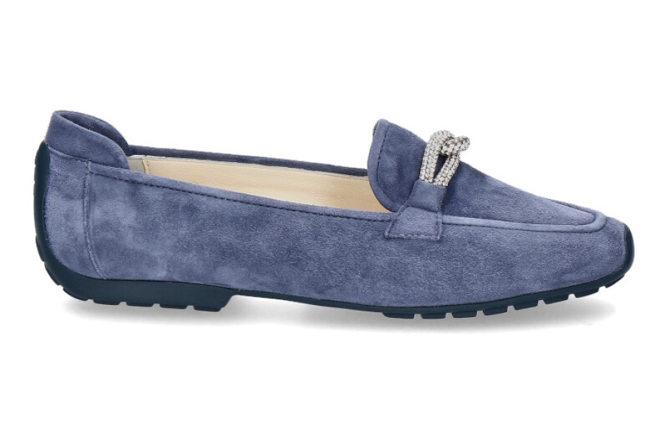 Women scarpa rossa Flats | Mania Loafer Camoscio 1088- Jeans Blue