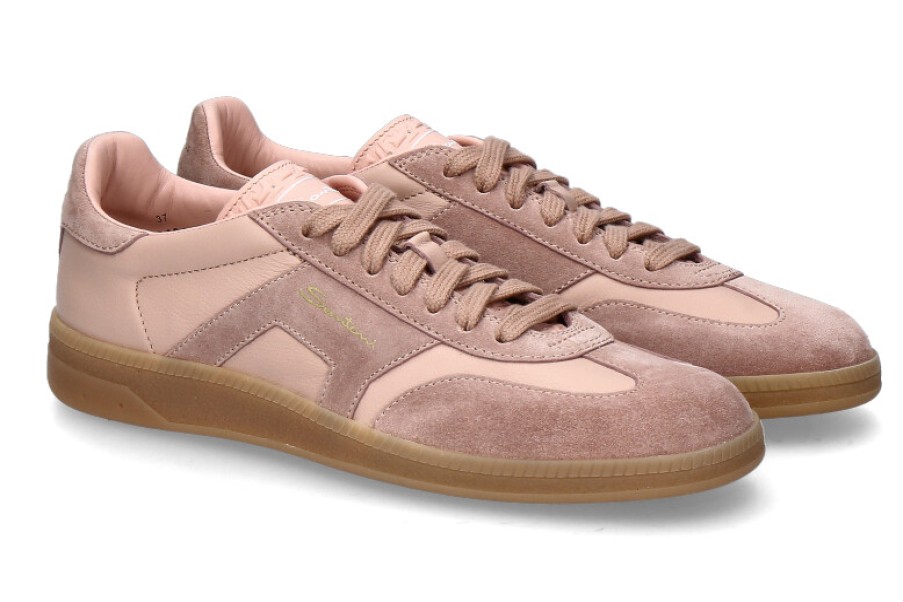 Women scarpa rossa Sneakers | Santoni Damen-Sneaker Double Buckle-Rosa