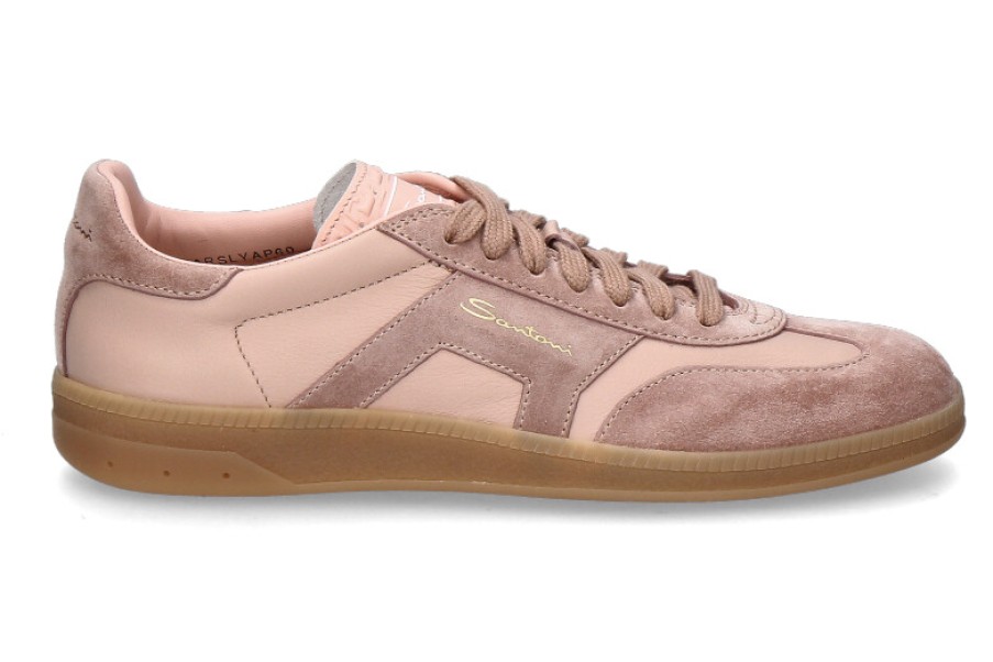 Women scarpa rossa Sneakers | Santoni Damen-Sneaker Double Buckle-Rosa