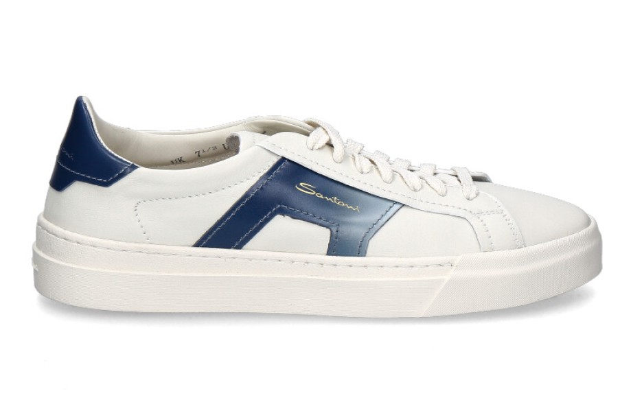 Men scarpa rossa Sneakers | Santoni Herren-Sneaker Gloria Double Buckle- Weiss/ Blau