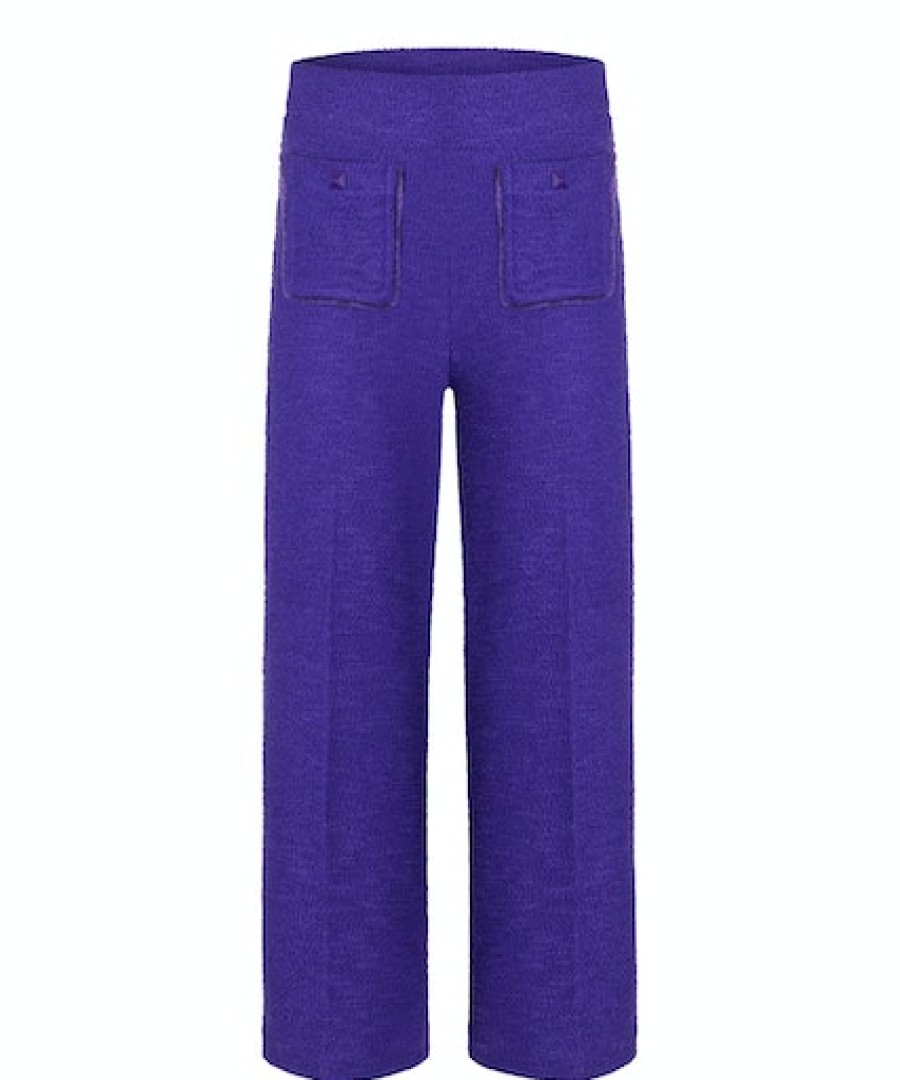 Women scarpa rossa Pants | Cambio Trousers Cameron Frontpocket French Tweed -Dark Purple