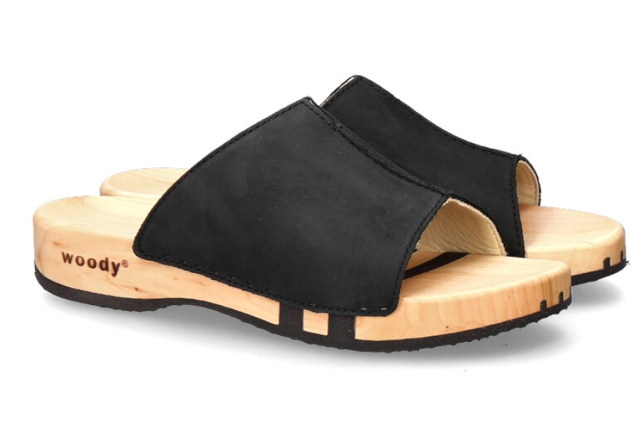 Women scarpa rossa House Slippers | Woody Wooden Mules Anja Nappa Nero