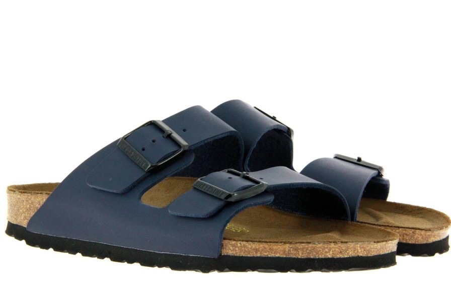 Men scarpa rossa House Slippers | Birkenstock Mule Arizona Schmal Birko-Flor Blau