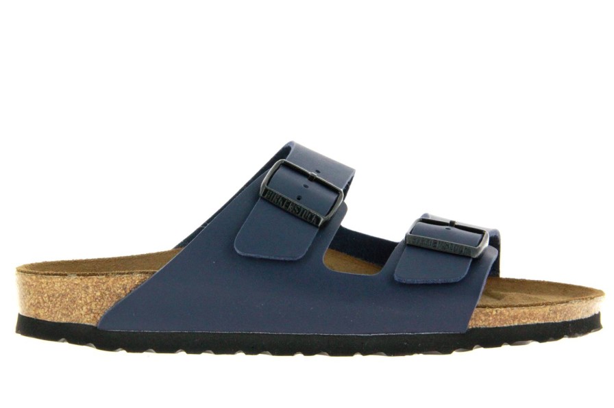 Men scarpa rossa House Slippers | Birkenstock Mule Arizona Schmal Birko-Flor Blau