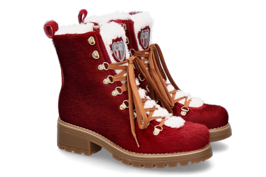 Women scarpa rossa Fur Boots | New Italia Boots Gefuttert Brenda Cow- Rot