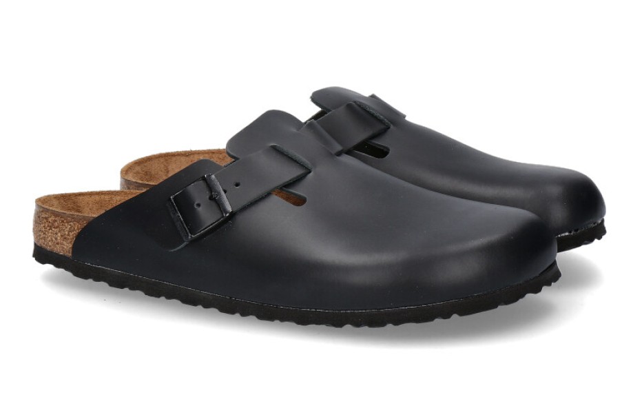 Men scarpa rossa House Slippers | Birkenstock Clogs Boston Schmal Naturleder Black