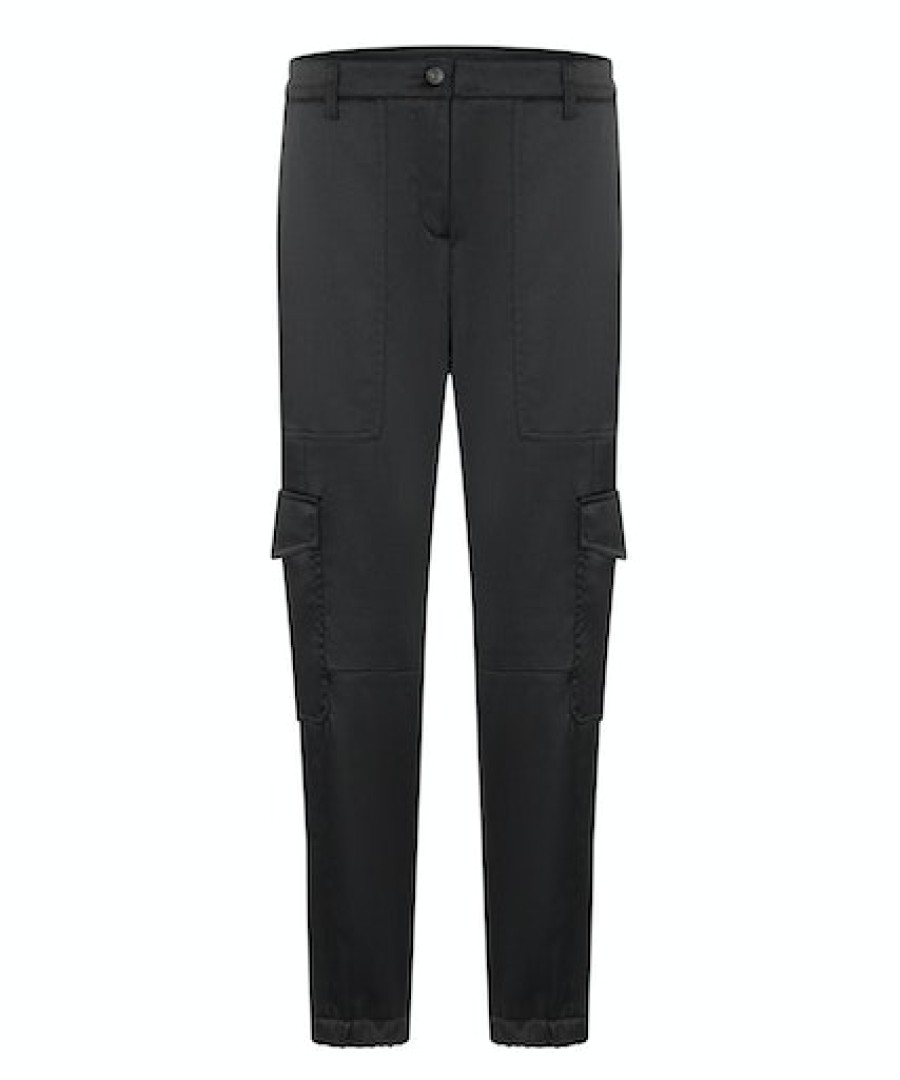 Women scarpa rossa Pants | Cambio Hose Karo Luminous Satin Stretch -Black