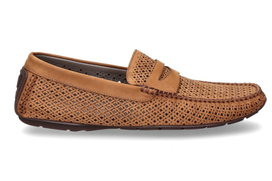 Men scarpa rossa Moccasins | Aldo Brue Mokassin Nubuk Soft Cognac