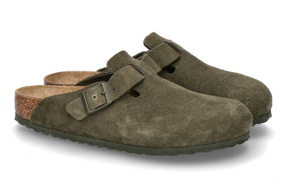 Men scarpa rossa Sandals | Birkenstock Clogs Boston Normal Suede- Modern Thyme Grun