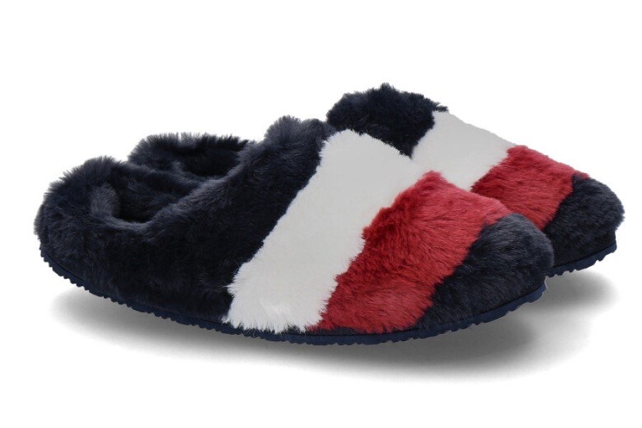 Women scarpa rossa House Slippers | Tommy Hilfiger Women'S House Shoes Flag Fur Home Slipper