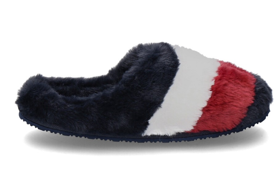 Women scarpa rossa House Slippers | Tommy Hilfiger Women'S House Shoes Flag Fur Home Slipper