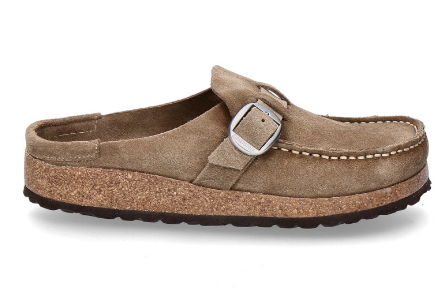 Women scarpa rossa Mules | Birkenstock Damen-Clogs Buckley Velours Schmal- Gray Taupe