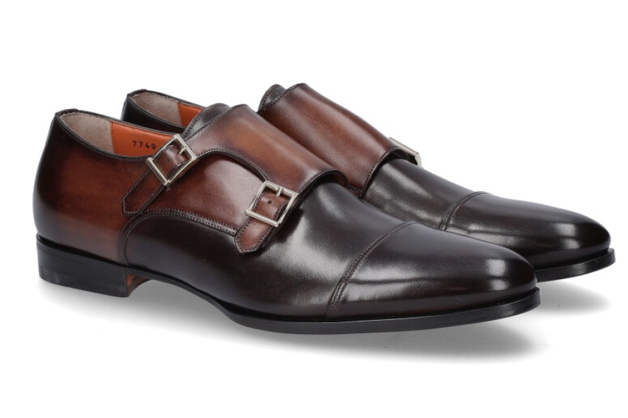 Men scarpa rossa Loafers | Santoni Monks Leather Brown