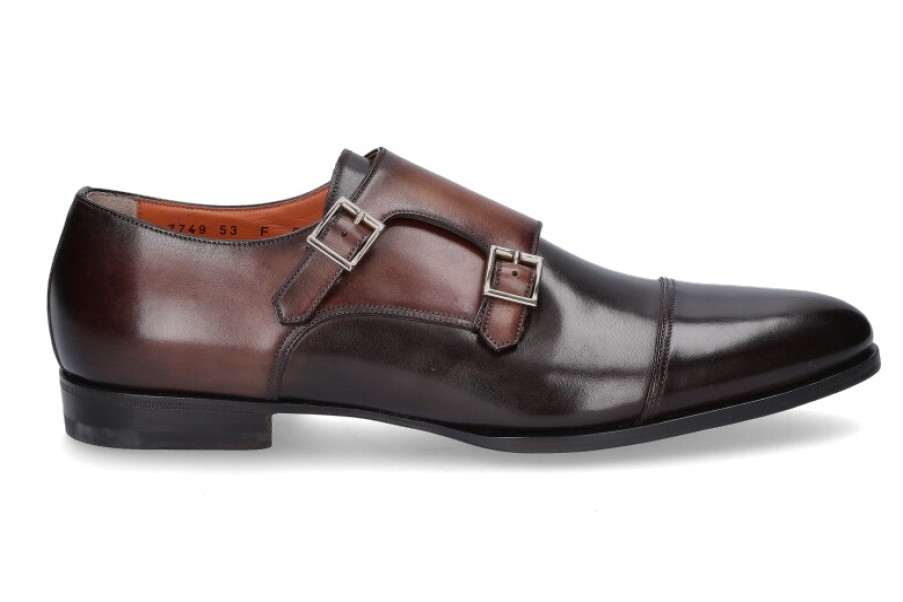 Men scarpa rossa Loafers | Santoni Monks Leather Brown