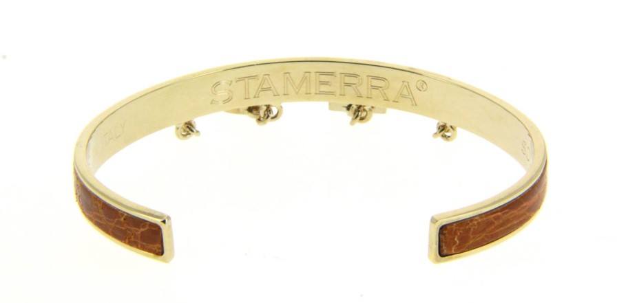 Women scarpa rossa Bracelets | Stamerra Bracelet Vero Genuine Croco Gold Miele