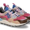 Women scarpa rossa Sneakers | Flower Mountain Damen-Sneaker Yamano Suede Nylon- Pink/Multi