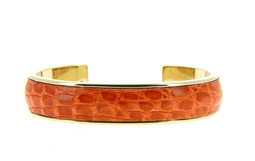 Women scarpa rossa Bracelets | Stamerra Bracelet Vero Genuine Croco Medon Gold Arancio