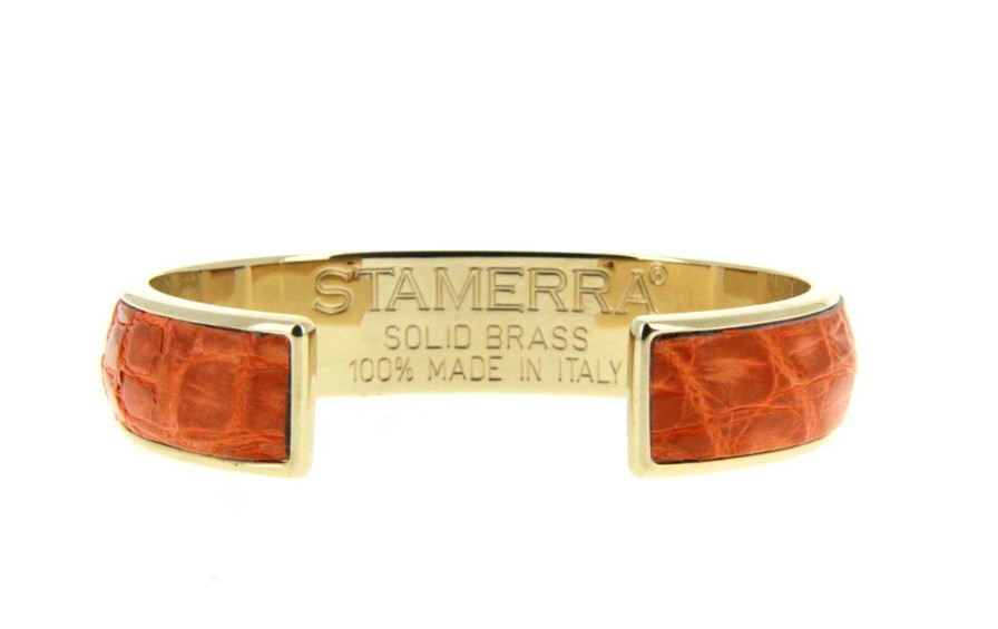 Women scarpa rossa Bracelets | Stamerra Bracelet Vero Genuine Croco Medon Gold Arancio