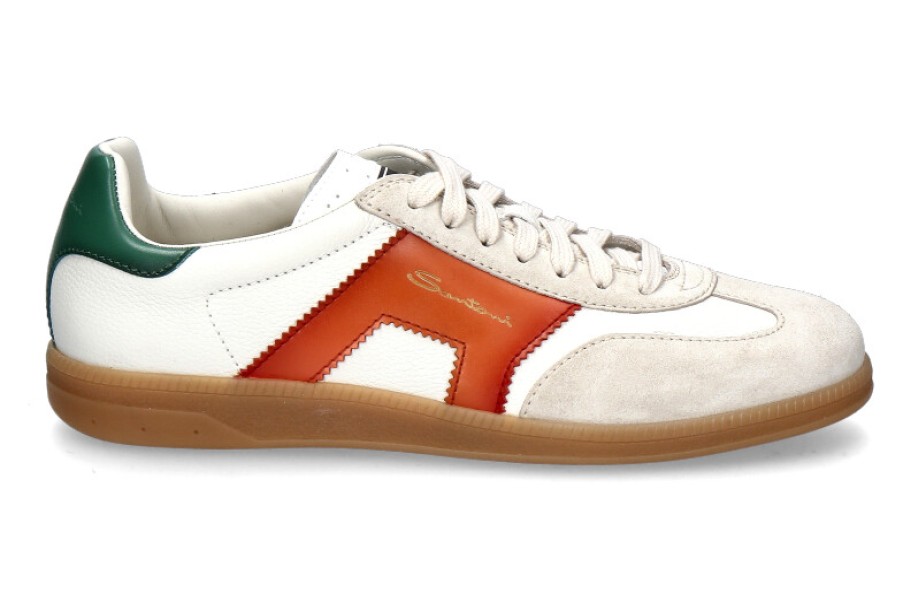 Men scarpa rossa Sneakers | Santoni Herren-Sneaker Olympic- Orange/White/Green